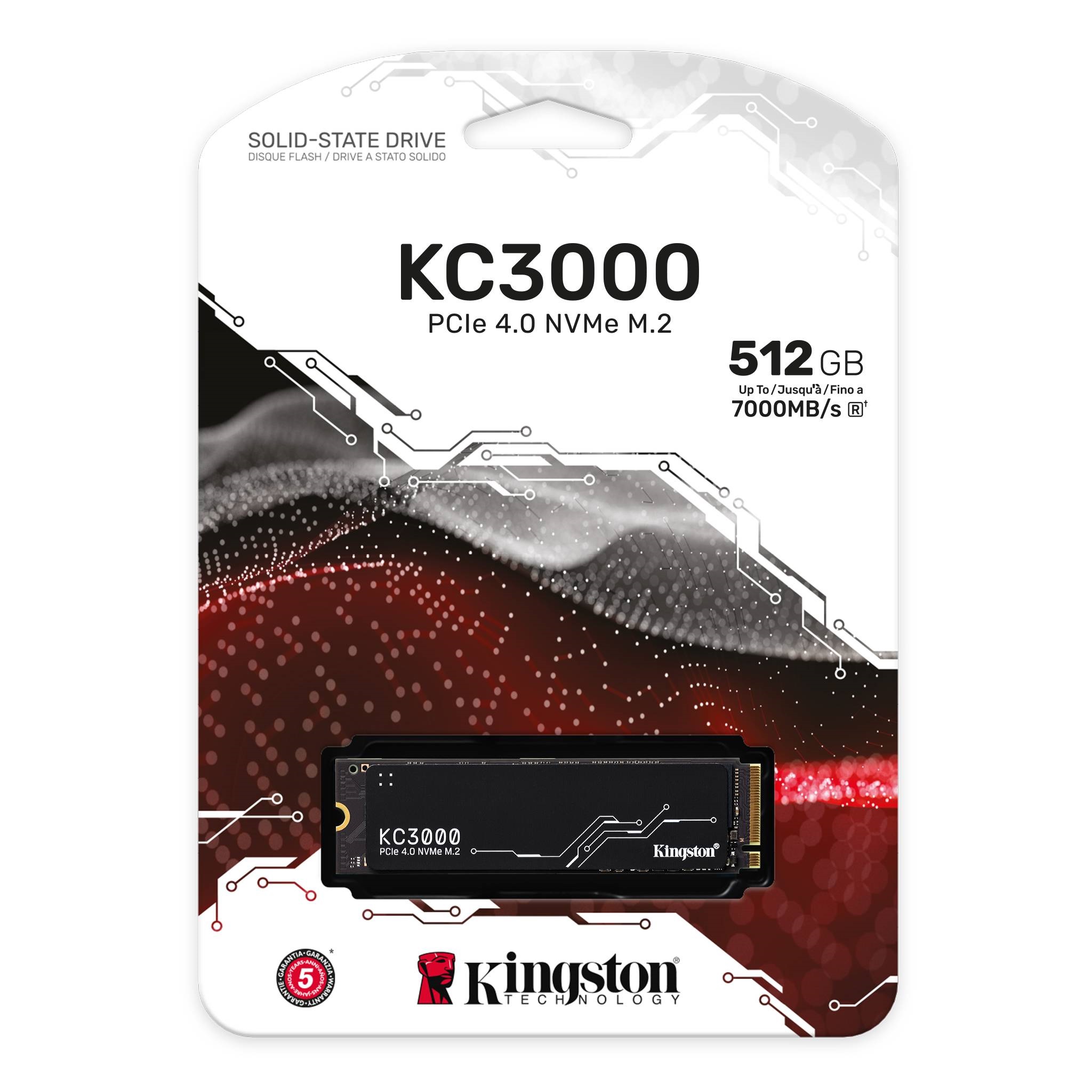 Kingston SSD 512GB KC3000M.2, NVMe PCIe Gen 4.0R/W : 7000/3900MB/s